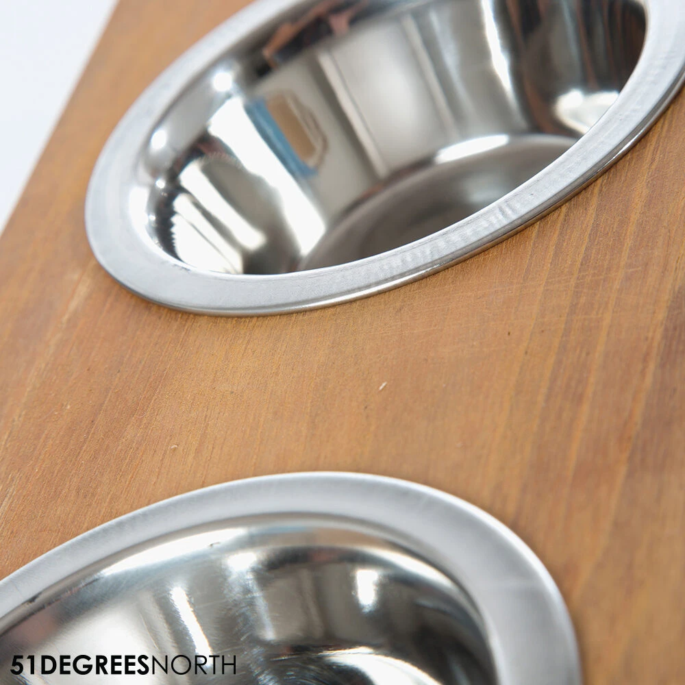 51 Degrees North Double Voerbak Teak 9 51 Degrees North Double Voerbak Teak - Afbeelding 7